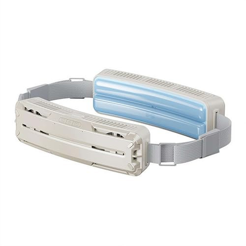 JHIALG Portable Waist Fan with 2 Icy Cooling Plates, 2025 New Wearable Air Conditioner Shirt Belt Fan USB Rechargeable, 3 Speeds Strong Airflow Personal Cooling Fans for Running Camping