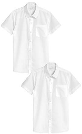 NEXT Jungen Kurzarmhemden (3-17 Jahre) - Slim Fit, 2er-Pack Weiß 146