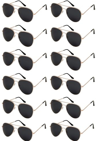 Foxxeo 10er Set Pilotenbrillen - Kupfer Party Sonnenbrillen mit schwarzen Gläsern Accessoire für 80er Jahre, Junggesellenabschied, Karneval
