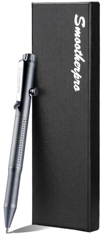 SMOOTHERPRO Bolt Action Aluminium Stift Kugelschreiber Bleistift 2 in 1 | Kompatibel mit Parker Mine, Mit Graphit Regierungsspitze, Einziehbarem Drehdesign, für Büro, Skizzen - Grau