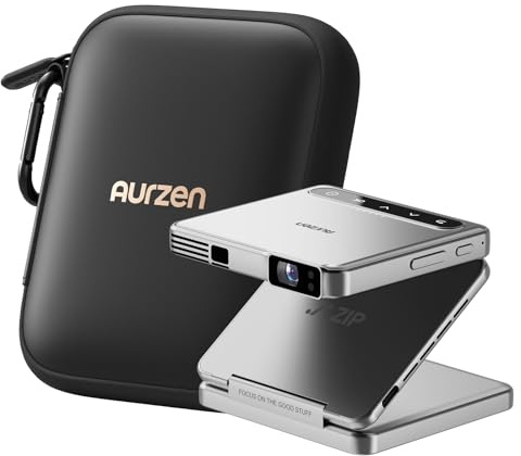 Aurzen ZIP Tri-Fold Portable DLP Projector with CasePlay– Zero-Lag Focus, One-Click Screen Mirroring, Full-Screen Mode+Waterproof and Drop-Resistant Design