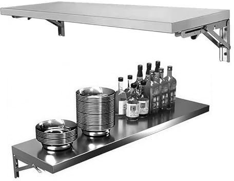 GSKFXJ Edelstahl Klappbar Wandtisch, Kleiner Wand Laptoptisch, Schwimmender Waschküche Klappschreibtisch Zum Falten Von Kleidung, Hänge Make-Up-Schreibtisch(120x40cm/47.2x15.7in)