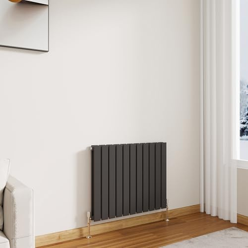 Modern Horizontal Flat Panel Radiator 600x748mm Anthracite Double Panel | Designer Central Heating Radiators,Wall Mounted Rads,Perfect For Living Rooms,Hallways & Bathrooms,For UK Home Heating