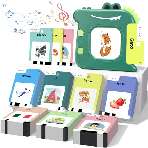 AHJ 420 Wörter Sprechende Lernkarten Deutsch mit 210 Blättern, Interaktive Flashkarten & Sprachspiele Lernspielzeug zum Wörter Lernen, Geschenk für Kinder 3-6 Jahre