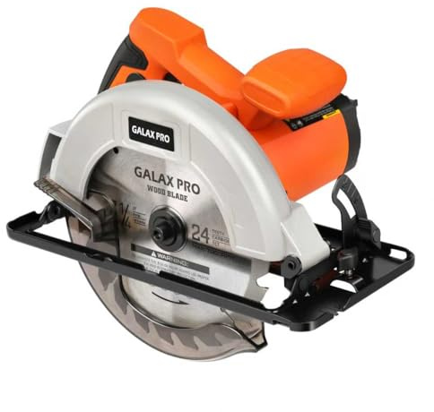 GALAX PRO Sega Circolare 1400W con Guida Laser, massimo 6000RPM, Sega Circolare per Legno,profondità e angolo di taglio regolabili: 62 mm (90°) - 48 mm (45°), e lama da sega 185 mm