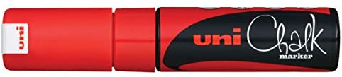 Uni-Ball 186421 - Fenster- & Kreidemarker UNI CHALK PWE-8K, 8 mm, Keilspitze, rot