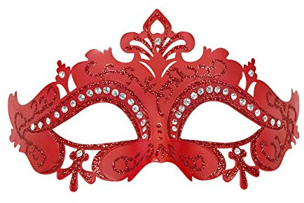 W WIDMANN MILANO Party Fashion 11643 - Maske Venedig, rot mit Glitzer und Strass, venezianische Maske, Karneval, Mottoparty