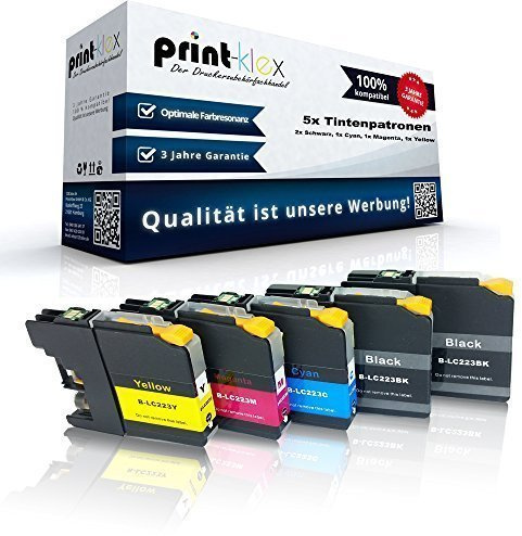 5X Print-Klex Tintenpatronen kompatibel für Brother LC-223 XL LC-225 XL MFC-J4620 DW MFC-J4625 DW MFC-J5320 DW - Sparpack - Color Line Serie - 2X Black 1x Cyan 1x Magenta 1x Yellow