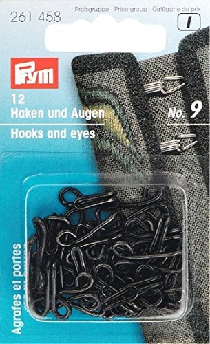 Prym schwarz 261458 Joppenhaken und Augen EIS 9, Metal, Nr. 9, 12