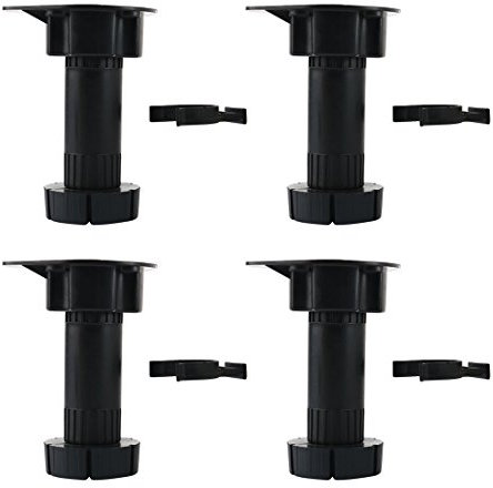 sourcing map 4Stk.Möbelfüße Verstellbar Kunststoff Küchenschrank Schrank Sockel Fuß Bein Schwarz