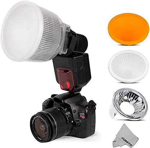 Fomito Cloud Lambency Diffuseur de flash universel + Lot de 3 housses, Blanc, Argent et orange pour flash Speedlite