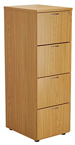 office hippo Strapazierfähiger Aktenschrank, robuster Schubladenkasten, Büroschrank mit Anti-Kipp-Mechanismus, abschließbarer Bürostauraum für A4- oder Kanzleiakten-Ablage, Eiche, 4 Schubladen