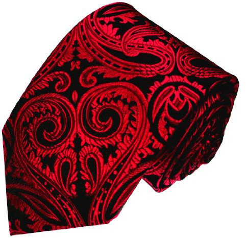 Lorenzo Cana - Rot Schwarz Paisley Krawatte aus 100% Seide - Paisley Barock Muster - 84384