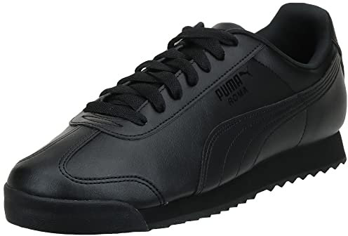 PUMA Men's Roma Sneaker, Basic Black-Black, 10 UK