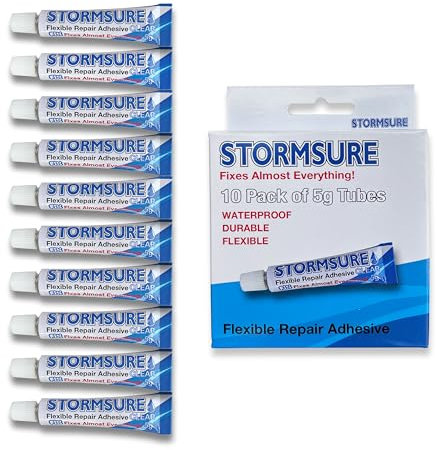 Stormsure Flexible Repair Adhesive Pack: 10 x 5 g transparente Tuben zur Reparatur von Outdoor-Geräten