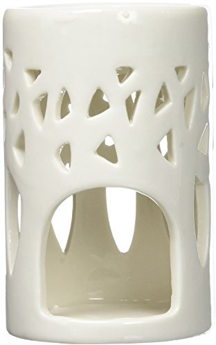 Brûle Parfum Brûleur Fondant Cire Parfumée – Diffuseur Huile Essentielle et Parfum – Bougeoir Photophore Aromathérapie en Céramique Blanche avec Projection de Lumière – Hauteur : 11 cm - Zen’Arôme