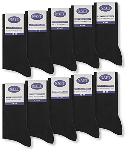10 Paar Socken 100% Baumwolle Herren Komfortbund ohne Naht 10600 WP (Schwarz 47-50)