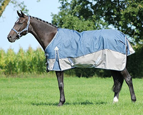 QHP Turnout Decke Luxus Highneck, mit Fleecefutter, Denim, QHP17_Gr.:205