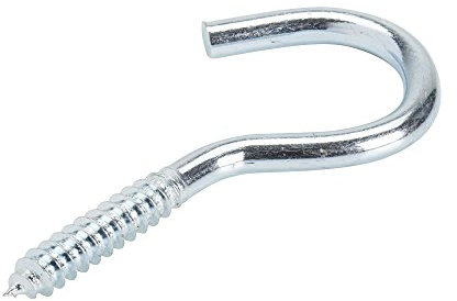 Steel Screw Hook Nails Large S Wall Fixing Hanging Steel Thread 100mm BZP Pack of 2