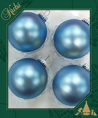 Krebs Glas Lauscha - Christbaumschmuck/Christbaumkugeln - Box mit 4 hellblauen Kugeln aus Glas in Einer Größe von 8cm