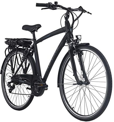 Adore Alu E-City Bike Herren Versailles 28'' schwarz 250 Watt Li-Ion 36V/10,4 Ah 7 Gänge