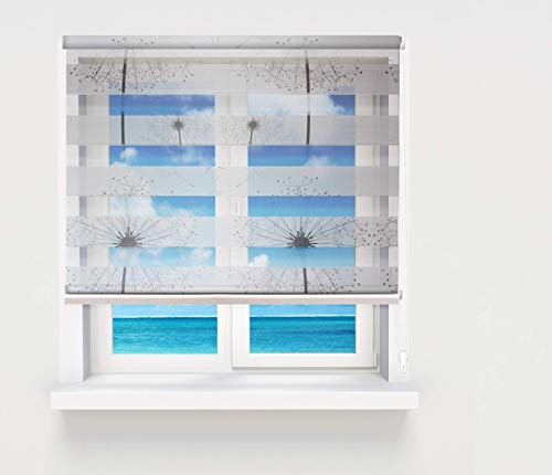 Tropik Home Day and Night Zebra Window Roller Blind With Dandelion Print, 19 Width Sizes, Large 200cm Drop (60cm Wide)