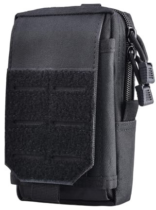 Azarxis Taktische EDC-Tasche, Molle Pouch, Militärtasche, Handytasche, Kompakt Beutel für Camping Wandern Radfahren Klettern (Schwarz)