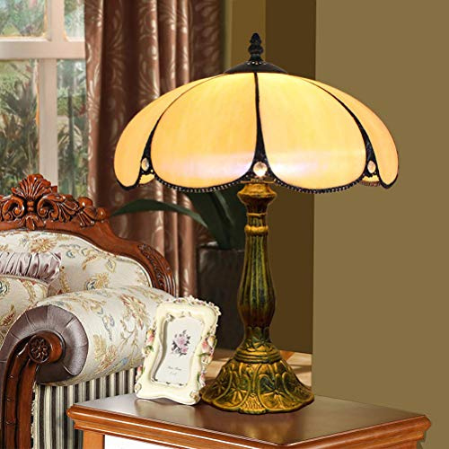 GUSICA Lampe de Table Tiffany 12 Pouces, Abat-Jour en Verre Vitrail Faitmain avec Interrupteur, Style Bureau E27
