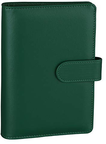 Antner A6 Notizbuch, 6 Ringe, nachfüllbar, Budgetplaner, Einband für A6-Nachfüllpapier, PU-Leder, lose Blätter, persönlicher Planer, Geldbörse, Geldorganizer, Ordner mit Magnetschnalle, Dunkelgrün