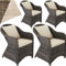 tectake® 4er Set Rattansessel, Polyrattan Gartenstühle mit Aluminiumgestell, Outdoor Korbsessel mit weichen Sitzpolstern, wetterfest, Rattan Stuhl für Garten Terrasse Balkon und Wintergarten - grau