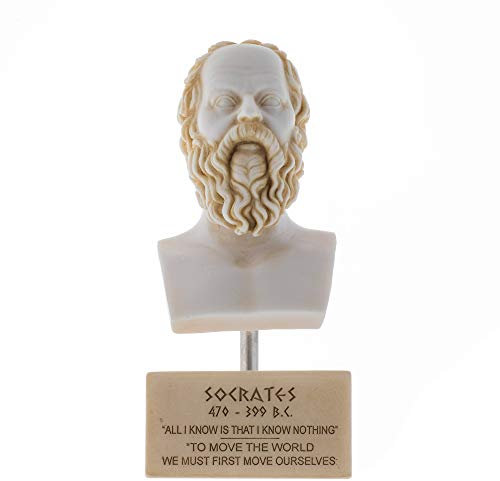 Griechische Philosoph SOCRATES Büste Alabaster Statue Goldton Skulptur Athens Academy Marmorsockel