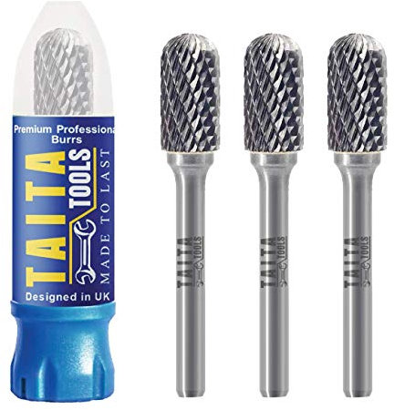 Carbide Burr 1/4 Shank, SC-3 Tungsten Double Cut Rotary Die Grinder Bits - Cutting Burrs for Milwaukee, Dewalt and Makita Die Grinder Accessories - Wood Carving Metal Working & Sturdy Storage Case