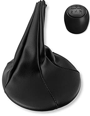 1neiSmartech Pomello Cuffia Sacca in Pelle Pu Nera Completa di Ghiera di Ritenzione per Leva Cambio Compatibile con Fiat Panda 2003–2012 Fiat 500 500C 2007-2013 Oem 71775051 (colore nero)
