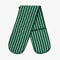 Heat Resistant Cotton Double Oven Traditional Still Modern Stripe Quilted Gloves Pot Holder For Home Kitchen Baking (Green)
