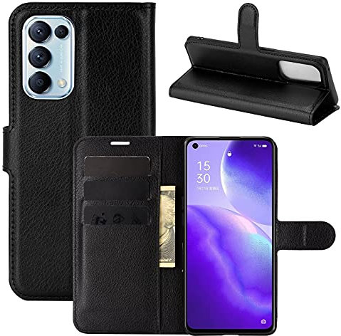 betterfon Handyhülle Kompatibel mit Oppo Find X3 Lite | Premium Qualität TPU Klapphülle für Find X3 Lite mit Kartenfächern | Magnetverschluss Handyhülle | Schwarz