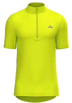 DANISH ENDURANCE Cycling Jersey Short Sleeved, Rear Pockets, Reflective Details, for Men, Neon Yellow, XXL