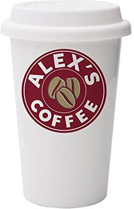 Giftme Costa Coffee Personalised 10oz Dual Wall Eco Insulated White Ceramic Travel Mug with White Lid, Reusable Cup