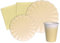 Kit Party Tavola Flower Shape per 8 persone (44 pezzi: 8 piatti Ø23cm, 8 piatti Ø18cm, 8 bicchieri 200ml, 20 tovaglioli 33x33cm) in carta compostabile eco-friendly, giallo pastello