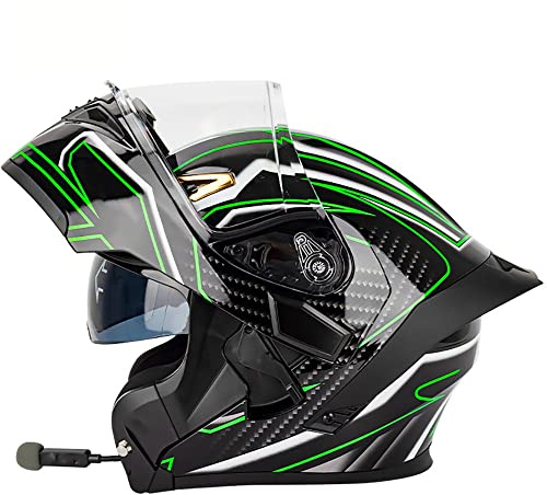 Casco Modulare Moto Bluetooth Integrato Casco Moto con Integrale Doppia Visiera Specchio Risposta Automatica Certificazione ECE Casco Integrale Scooter Face Racing