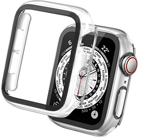 Tuocal PC Coque Compatible avec Apple Watch 40mm Series 6 5 4 SE, Protection Écran avec Verre Trempé, Dur PC Matériel, Couverture Complète Ultra Mince, Transparent