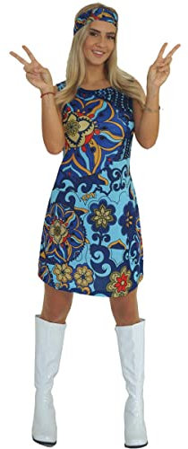MAYLYNN Hippie Kostüm Kleid Damen Sommer 60er 70er Jahre ärmellos