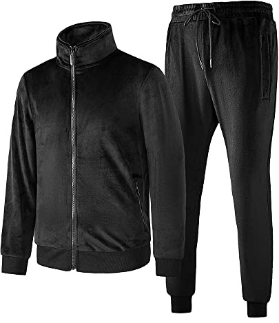 TONY BACKER Tuta Uomo In Pile Sportiva Con Chiusura Zip Completo Tuta In Casa (IT, Testo, L, Regular, Regular, NERO-75)