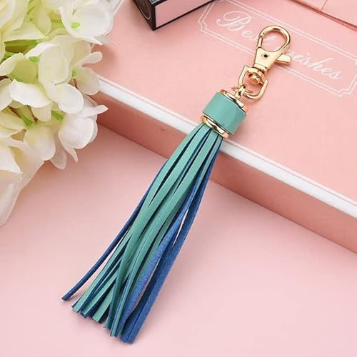 MOLUO 5 Stücke Lange PU Leder Quaste Schlüsselanhänger Ring Fransen Zubehör DIY Dekoration Vorhang Tasche Quaste Nähzubehör