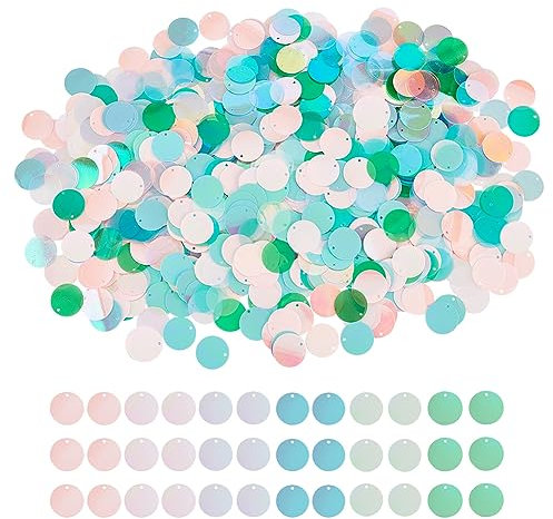 OLYCRAFT 1100 Stück 6 Farbe Große Pailletten Mit Loch PVC Laser Runde Pailletten 20mm Bunte Pailletten Bastelpailletten Lose Pailletten Für Die Schmuckherstellung DIY Näharbeiten