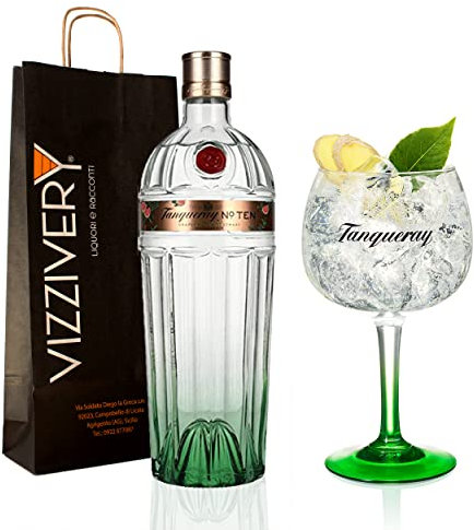 Gin Tanqueray N. 10 Grapefruit Rosemary con Bicchiere Coppa da Gin Originale Tanqueray in Omaggio - 45,3% Vol. 1000 ml