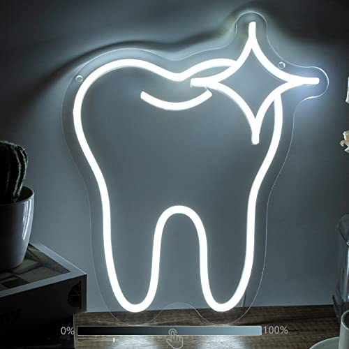 Moodlion Neonschild Zahn Dekor Dental Büro Licht Zahnarzt Zubehör Dekoration Dimmbar LED Schild Neon Schilder Lächeln Wandkunst Neon Zahnarzt Ballon Zahnarzt Büro Dekor Lichter
