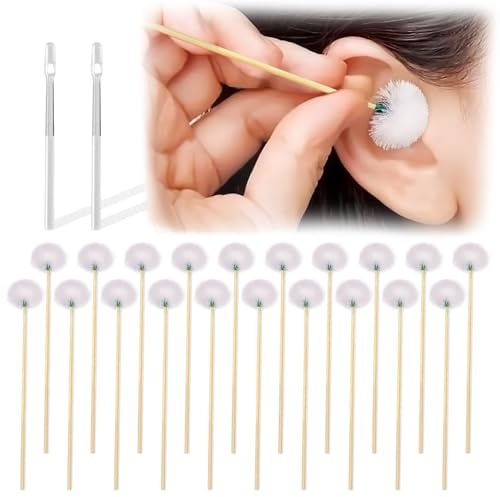 HIDAMAZY Goose Feather Earpicks, 20 Pieces Bamboo Massage Stick Ear Massage Tool Ear Wax Remover Cleaning Ear Pick Feather Tickler Stick for Women Girls Adult Ear Care Massage (20Pcs, 6.9inch, L)