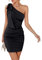 HEYPORK Damen Frühling Sommer Rock Bequem Lässig Kleider Mode Elegant Röcke Frauen Solide Farbe Lässig Eine Schulter Riemchen Wickelkleid(Schwarz, XL)