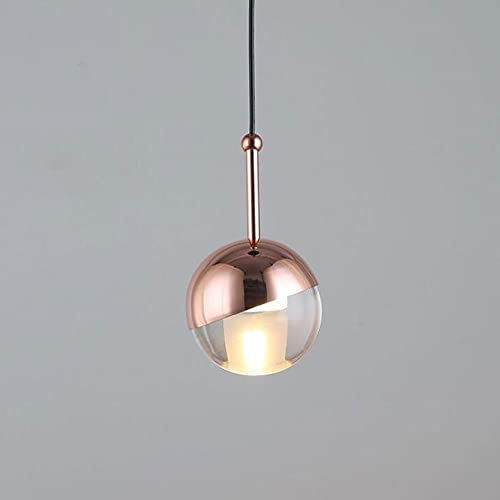 FanXus Lustre Moderne Luxe Rose Boule de Verre Rouge Abat-Jour Lustre éclairage Restaurant Chambre décoration éclairage hôtel de Luxe Lampe LED Lustre, 10 cm * 10 cm Change for The Better