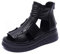 Micoklinlin Sandali da donna estivi in vera pelle sandali stivali cerniera punta aperta sandali piattaforma per ragazze, nero, 40 EU
